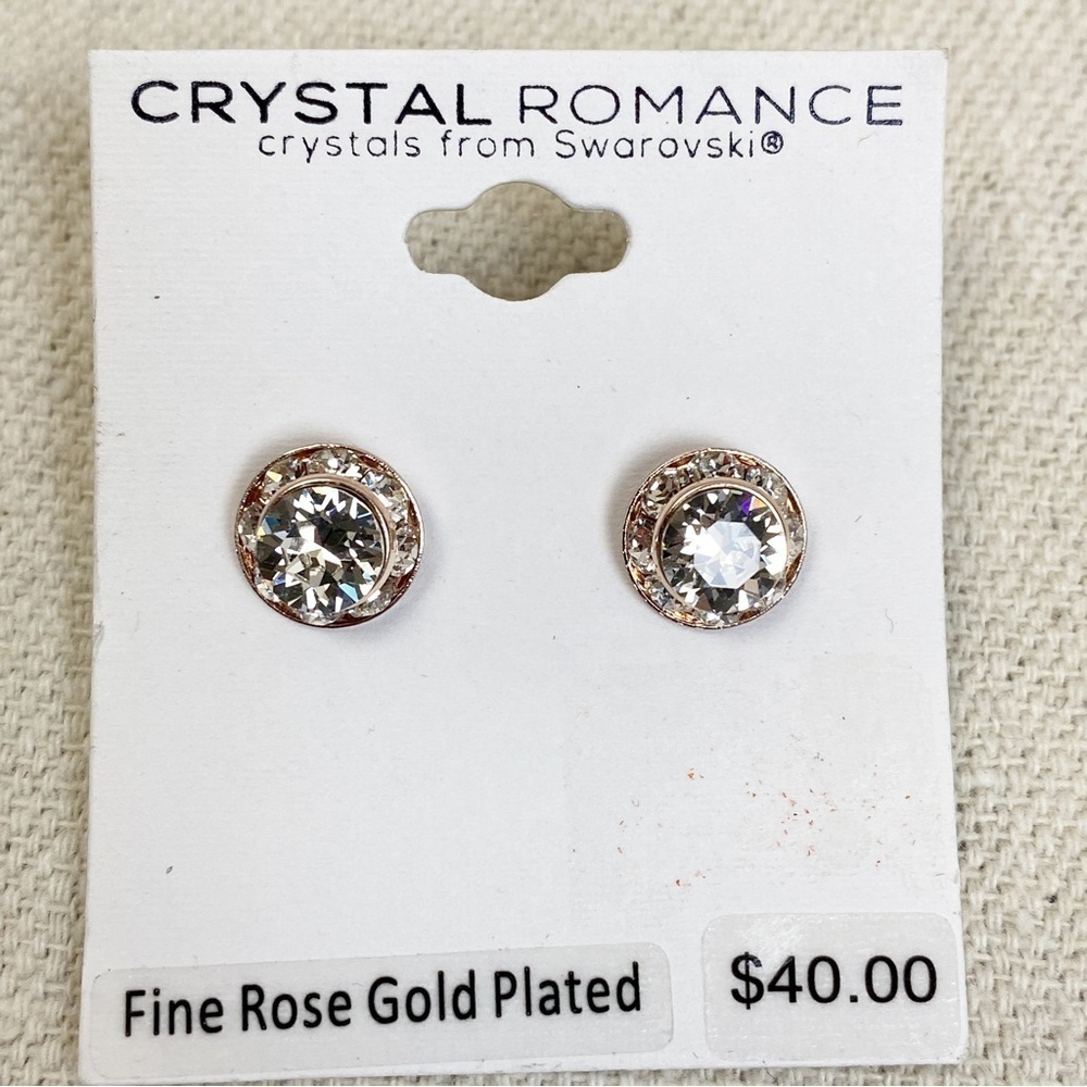 Crystal Romance Swarovski Crystal rose gold stud earrings